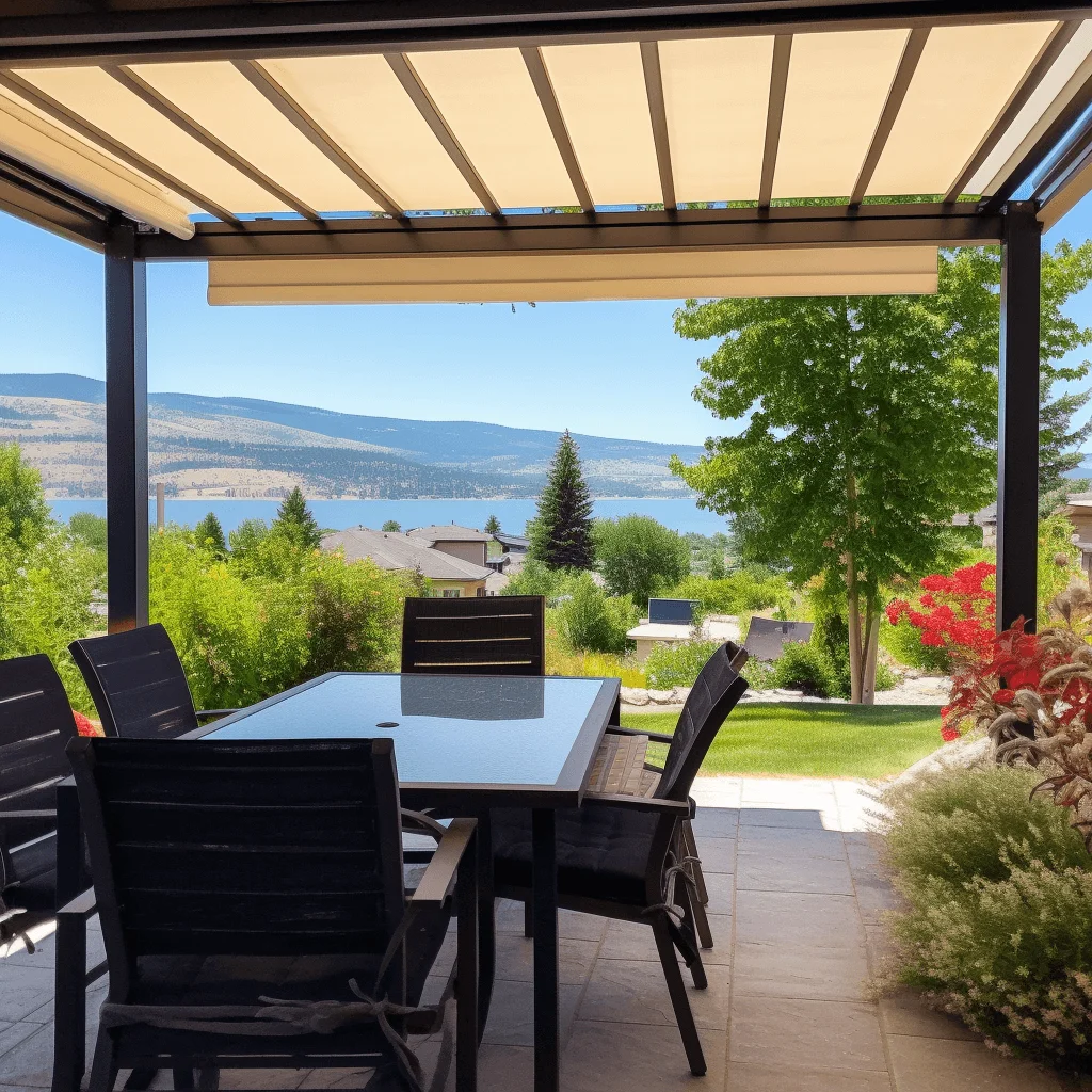 Shaded patio dining area in the Okanagan