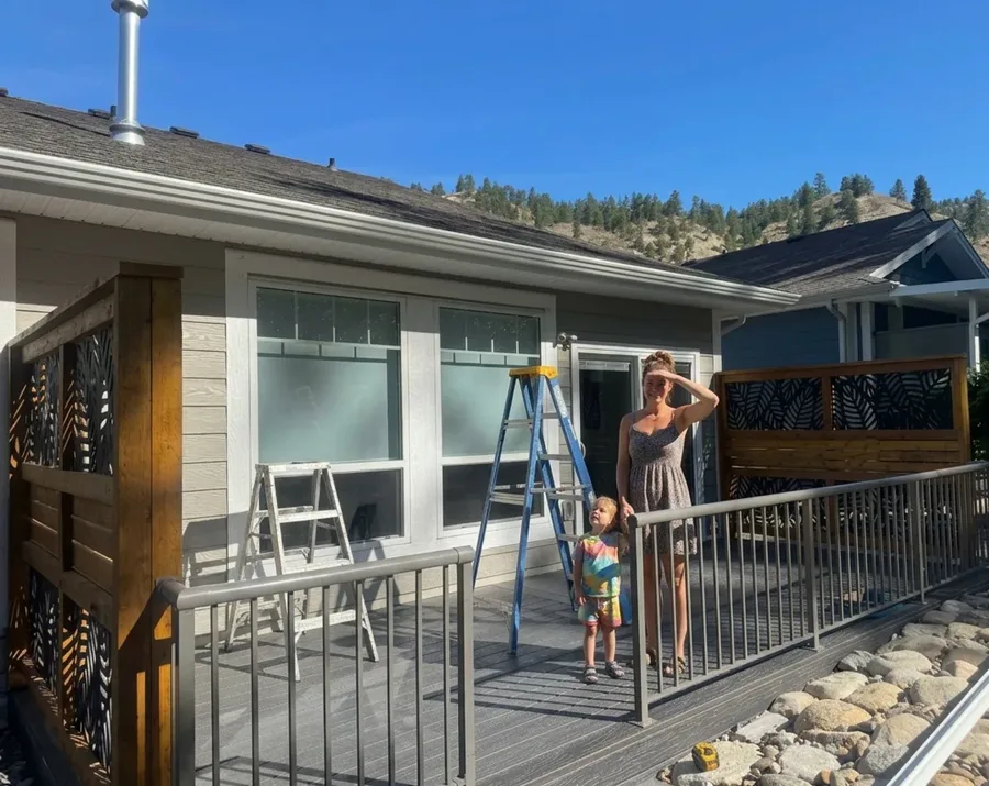 Hillside deck before aluminum patio cover installation Kelowna
