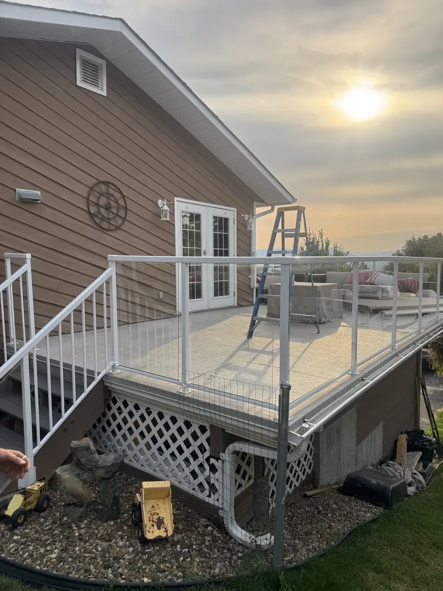Elevated deck before aluminum patio cover installation Kelowna