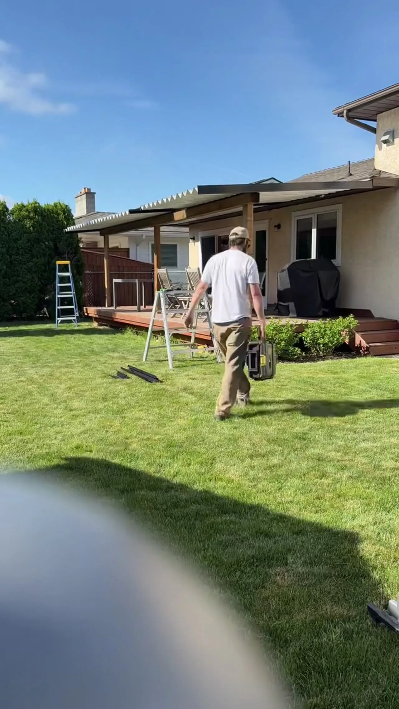 Timelapse of an OKPC crew installing an aluminum patio cover in the Okanagan